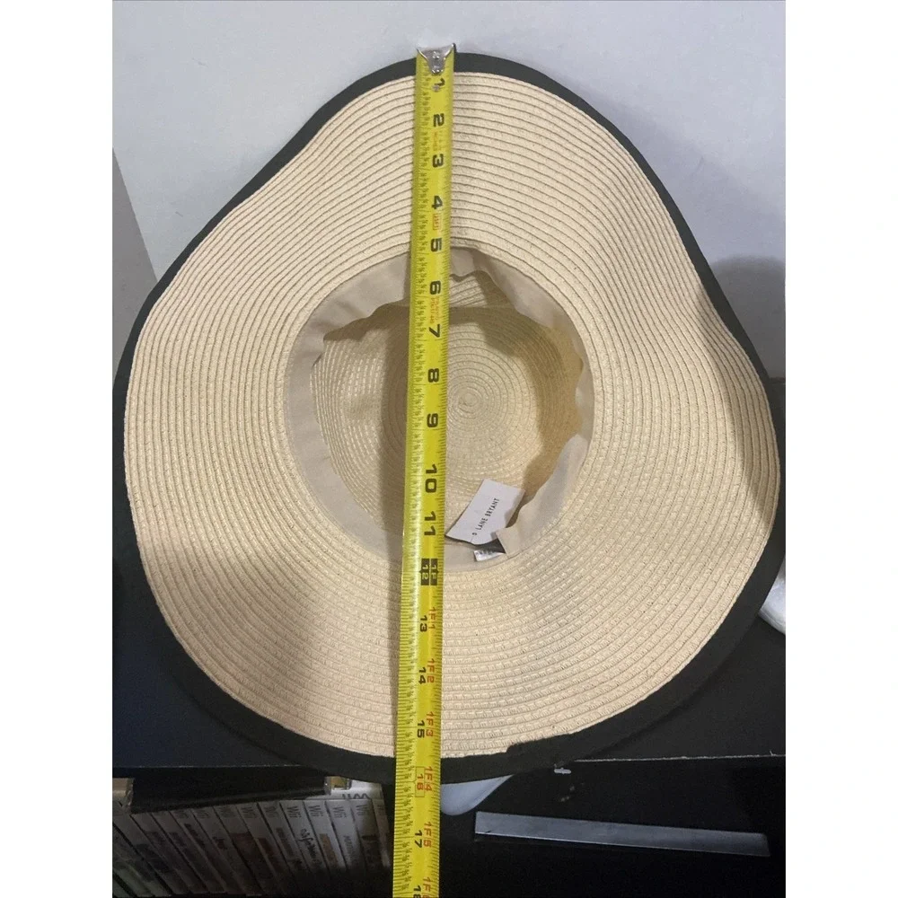 Lane Bryant Straw Sun Hat Wide Brim Beige Black One Size Summer NWT
